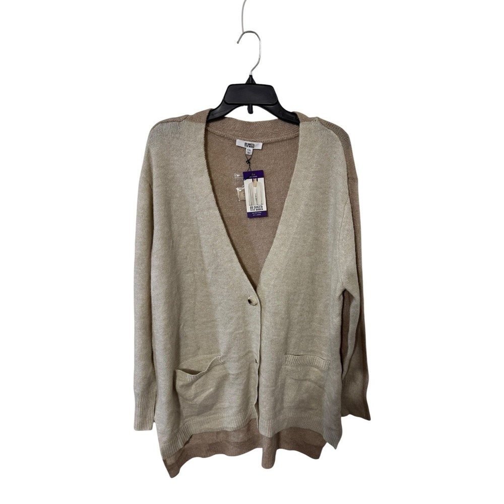 BB Dakota Steve Madden Color Block Cardigan Sweater Beige Tan XXL BM16116W